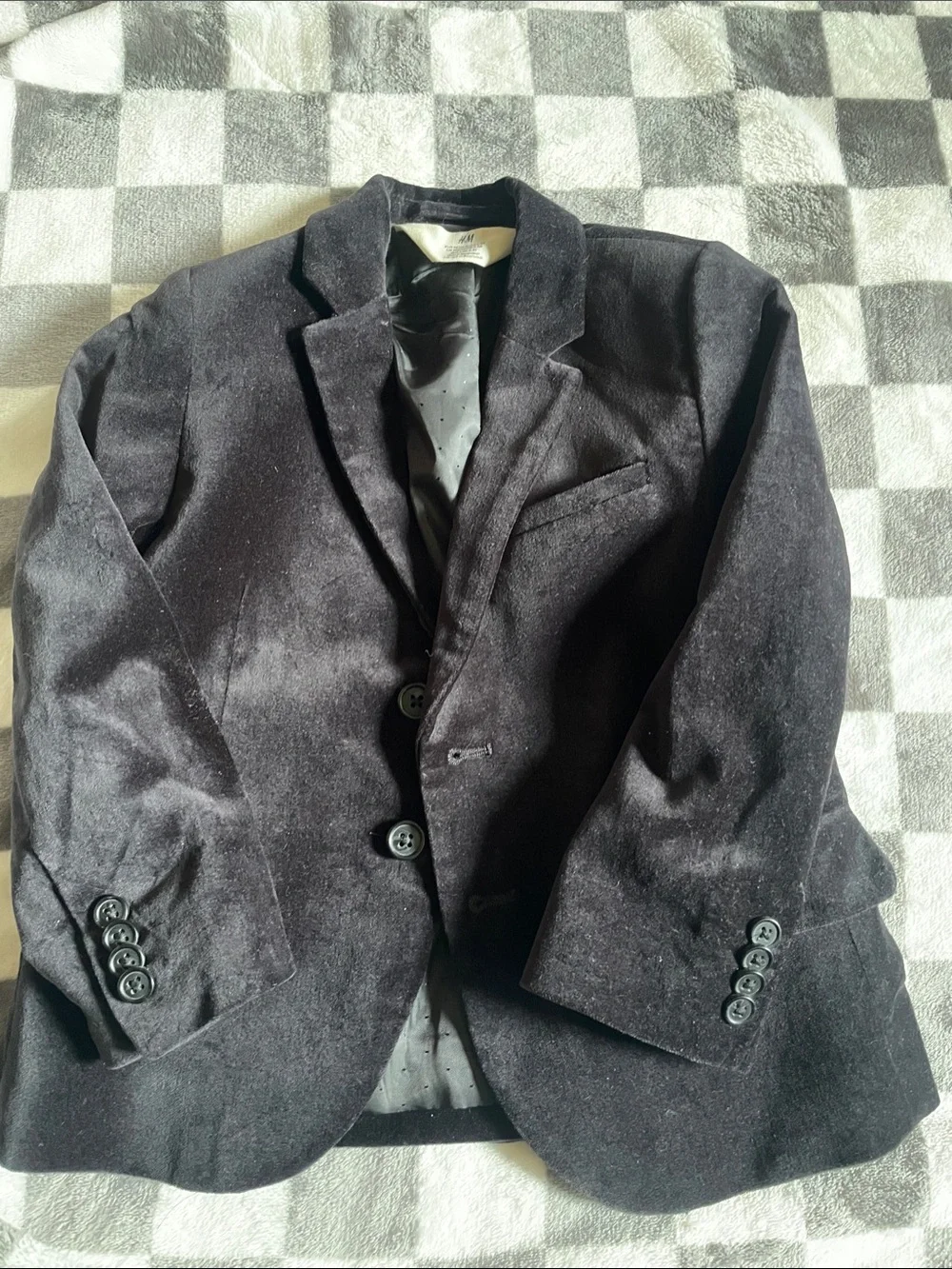 H&M Toddler Black Velvet Blazer - Classic Two-Button Jacket size 2-3Y